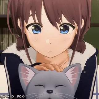 ๐ฅฐ FOX_X_FOX anime girl, cat, petting, cute, affection, anime style, headpat whatsapp sticker
