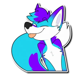 👅 sticker, furry, antro, zorro, lindo, dibujo animado, animal, lengua telegram sticker