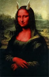 😌 Mona Lisa Mona Lisa, diablo, cuernos, parodia whatsapp sticker