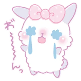 🙏 おっ милый, кролик, каваий, плачущий, стикер, розовый, бант telegram sticker