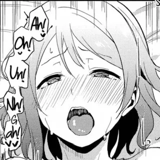 😍 Ah! Oh! Un! Nh! Gah! anime, manga, facial expression, sweat, open mouth telegram sticker