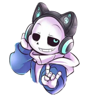 🎸 Sans Undertale skeleton, fanart, headphones, music, cute telegram sticker
