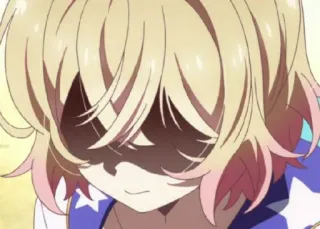 😕 anime girl, blonde hair, cute, cartoon character whatsapp sticker