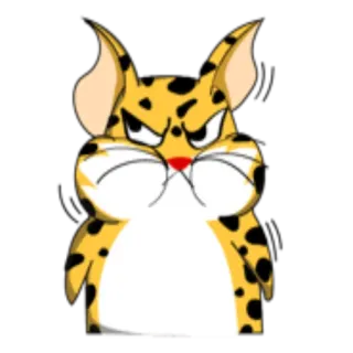 😒 kartun, binatang, macan tutul, stiker, marah, kuning telegram sticker
