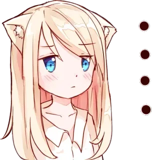 😶 Anime, Orecchie da gatto, Ragazza, Kawaii, Carino, Capelli biondi, Occhi blu telegram sticker