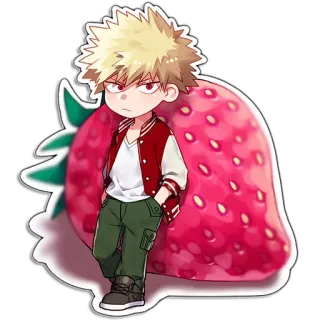😒 Bakugo My Hero Academia anime, character, manga, Bakugo, My Hero Academia, strawberry, chibi telegram sticker