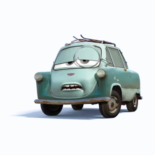 😎 Professor Zündapp Cars 2 carros, animado, personagem, Professor Zündapp, filme, azul telegram sticker
