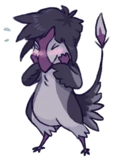 ☺️ pássaro, desenho animado, tímido, fofo, anime, antro telegram sticker