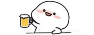 🍚 cerveja, fofo, bebida, desenho animado, feliz, álcool whatsapp sticker
