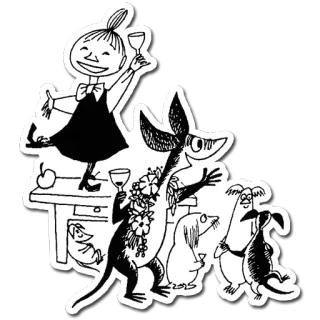 🍻 Little My Moomins Moomins, La Pequeña Mi, dibujos animados, fiesta, celebración telegram sticker