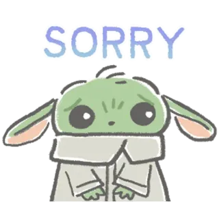 😥 Grogu SORRY เบบี้โยดา, ขอโทษ, น่ารัก, โกรกู, มนุษย์ดาวแมนดาลอร์, ขออภัย, เศร้า telegram sticker