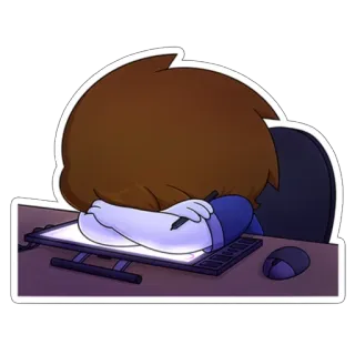 😪 cansado, somnoliento, ordenador, arte digital, artista, tableta gráfica, dibujos animados, agotado whatsapp sticker
