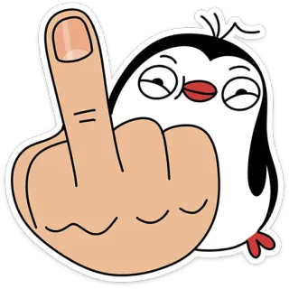 🖕 doigt d'honneur, pingouin, offensant, impoli, dessin animé, sticker, geste telegram sticker