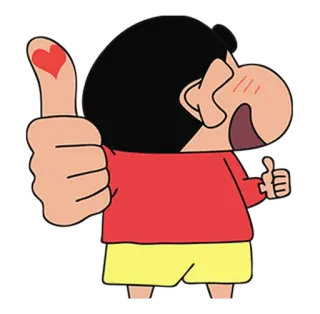 👍 Shin-chan Crayon Shin-chan shin chan, anime, thumbs up, heart, cartoon, character telegram sticker