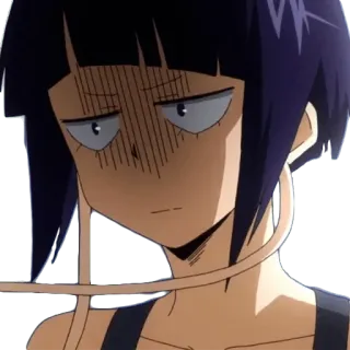 😡 Kyoka Jiro My Hero Academia Anime, Mädchen, müde, gelangweilt, Kopfhörer telegram sticker