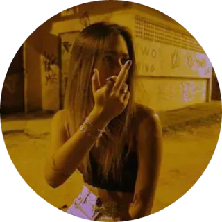 🖕 dedo do meio, gesto ofensivo, mulher, rua, noite telegram sticker