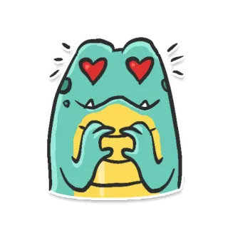 😍 mostro, carino, amore, occhi a cuore, cartone animato, adesivo, animale, creatura telegram sticker
