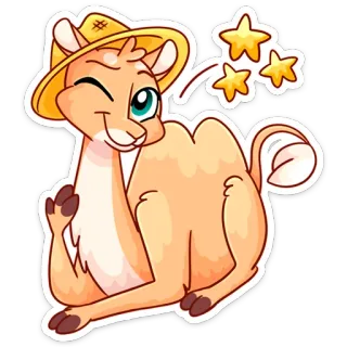 😉 Camelo, Animal, Fofo, Desenho animado, Kawaii, Emoji, Animal do deserto telegram sticker