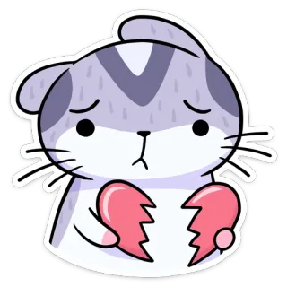 💔 고양이, 슬픈, 상심, 실연, 스티커, 귀여운, 만화 telegram sticker