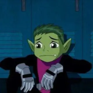 🐍 Beast Boy Teen Titans cartone animato, animazione, supereroe, verde, triste telegram sticker