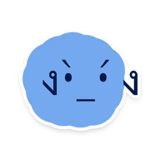 😡 งง Blob, Azul, Desenho animado, Expressão, Confuso, Tailandês telegram sticker