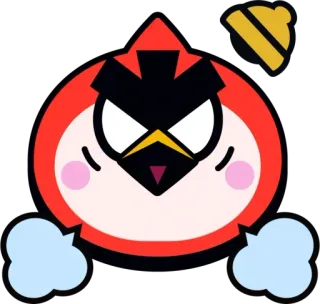 😡 uccello, rosso, arrabbiato, carino, cartone animato, personaggio whatsapp sticker