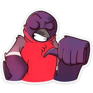 😬 oiseau, dessin animé, autocollant, pouce vers le bas, négatif, négatif telegram sticker