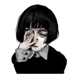 😿 vrouw, meisje, verdrietig, huilen, emo, illustratie, tekening telegram sticker
