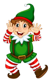 🎅 เอลฟ์, คริสต์มาส, วันหยุด, การ์ตูน, รื่นเริง, น่ารัก, มีความสุข, สีเขียว whatsapp sticker