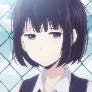 🖇 animé, fille, triste, uniforme scolaire, portrait telegram sticker
