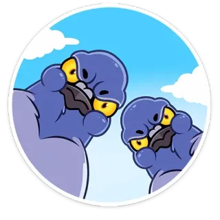 😡 cartoon, birds, pigeons, sky, clouds telegram sticker