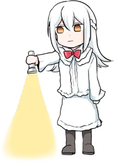 🔦 Anime, Manga, Chibi, Lindo, Linterna, Pelo blanco, Lazo, Luz telegram sticker