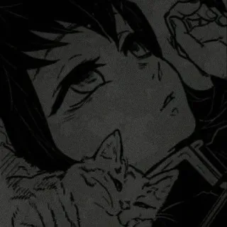 🖤 Anime, Triste, Gato, Menino, Mangá, Monocromático telegram sticker