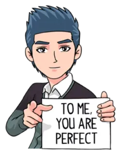 ☺️ TO ME, YOU ARE PERFECT amore, affetto, relazione, romantico, san valentino, perfetto, cartone animato, uomo whatsapp sticker