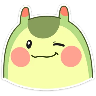 😉 Kreskówka, Postać, Słodki, Zielony, Zwierzę, Kawaii, Naklejka telegram sticker