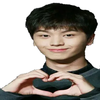 ❤ persona, corazón, amor, asiático, sonrisa, manos, gesto whatsapp sticker