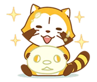 💖 Tanuki, Procione, Nyctereutes procyonoides, Animale, carino, kawaii, Cartone animato, Maschera telegram sticker