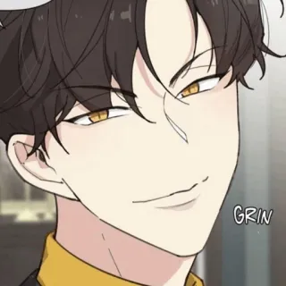 🎗 GRIN ニヤリ, 笑顔, 薄笑い, 男, 漫画 telegram sticker