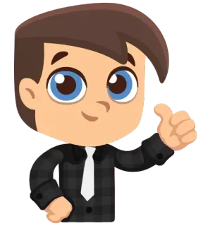 😌 Cartone animato, Personaggio, Pollice in su, Uomo, Completo, Felice whatsapp sticker