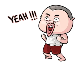 😀 YEAH !!! emocionado, celebración, sí, feliz, dibujos animados, expresión, alegría whatsapp sticker