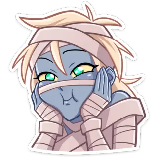☺️ momia, dibujos animados, egipcio, vendaje, lindo, ojos, anime telegram sticker