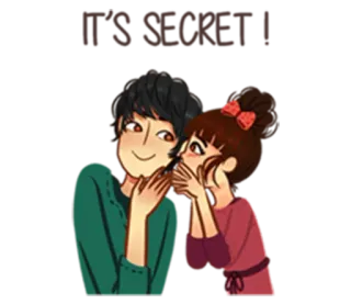 👂 คู่, ความรัก, กระซิบ, โรแมนติก, การ์ตูน telegram sticker