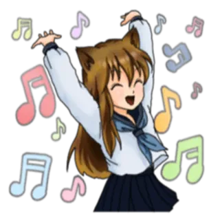 🎧 Anime, Dziewczyna, Nuty, Kawaii, Słodkie, Taniec telegram sticker