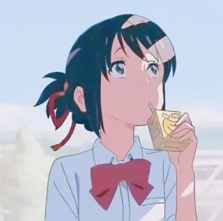 🙄 Mitsuha Miyamizu Your Name Anime, Ragazza, Bere, Your Name, Mitsuha, Mitsuha Miyamizu telegram sticker