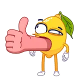 👍 lemon, thumbs up, cartoon, fruit, funny, positive, agreement, approval telegram sticker