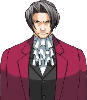 😠 Miles Edgeworth Ace Attorney アニメ, 弁護士, 検察官, シリアス, ビデオゲーム telegram sticker