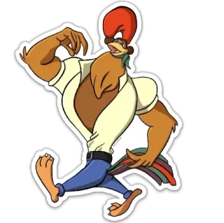 🌄 Kreskówka, Zwierzę, Antropomorficzny, Kogut, Kurczak, Mięsień telegram sticker