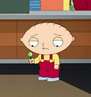 🧸 Stewie Griffin Family Guy Stewie, Family Guy, cartoon, baby, lollipop, sad, upset telegram sticker