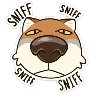 👃 SNIFF SNIFF SNIFF SNIFF chien, animal, renifler, mignon, dessin animé, autocollant whatsapp sticker