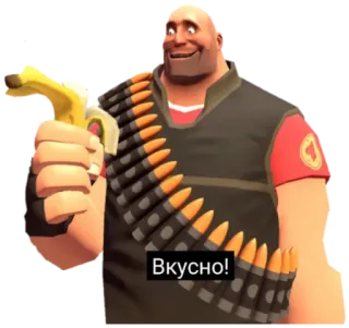 😋 Heavy Team Fortress 2 Вкусно! jeu vidéo, team fortress 2, heavy, banane, nourriture, dessins animés whatsapp sticker